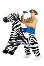 KIMU® Opblaas Kostuum Rijdend op Zebra Opblaasbaar Pak Zebra, Kleding | Dames, Nieuw, Ophalen of Verzenden