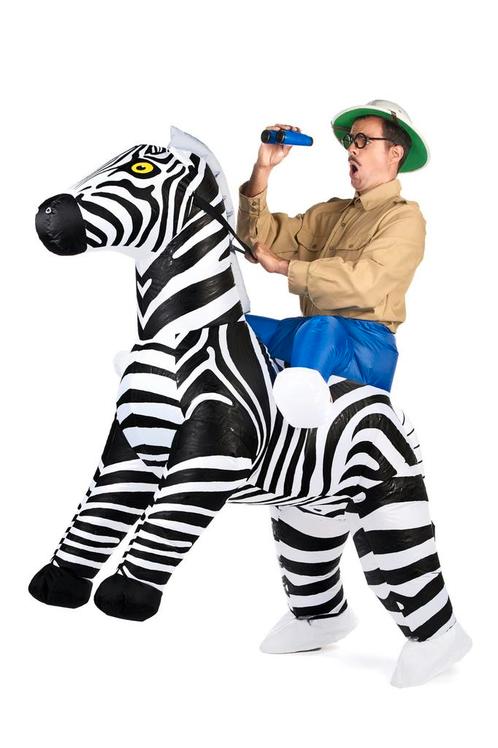 KIMU® Opblaas Kostuum Rijdend op Zebra Opblaasbaar Pak Zebra, Vêtements | Femmes, Costumes de carnaval & Vêtements de fête, Enlèvement ou Envoi