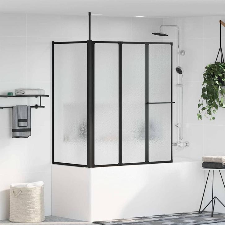 vidaXL Douchescherm Anders Zwart 120 x 70 x 137 cm Aluminium, Doe-het-zelf en Bouw, Sanitair, Nieuw, Verzenden