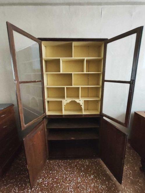 Boekenkast - Walnoot - Boekhandel met vitrine 1820, Antiek en Kunst, Antiek | Overige Antiek