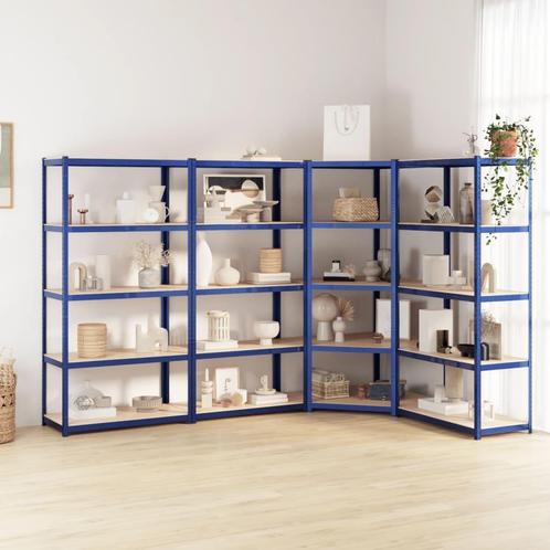 vidaXL Opbergrek 5-laags 4 st staal & bewerkt hout blauw, Huis en Inrichting, Kasten | Stellingkasten, Nieuw, Verzenden