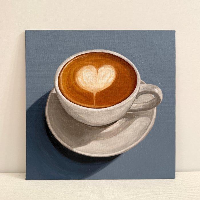 Cansu Rossi - Cappuccino on Blue, Antiek en Kunst, Kunst | Schilderijen | Modern