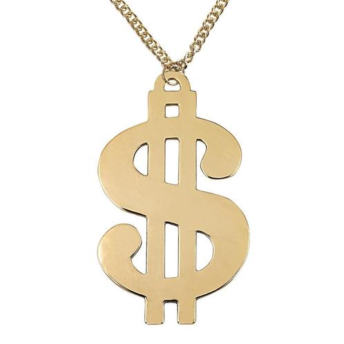 Gouden Ketting Dollar Gangster, Hobby en Vrije tijd, Feestartikelen, Nieuw, Verzenden
