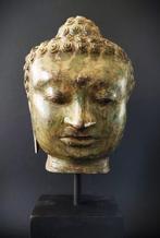 Buddha - Beeld, Antique decorative bronze Buddha head with
