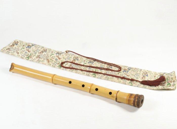 Shakuhachi Bamboo Flute (Tozan School) with Cloth Bag - -, Antiquités & Art, Antiquités | Autres Antiquités