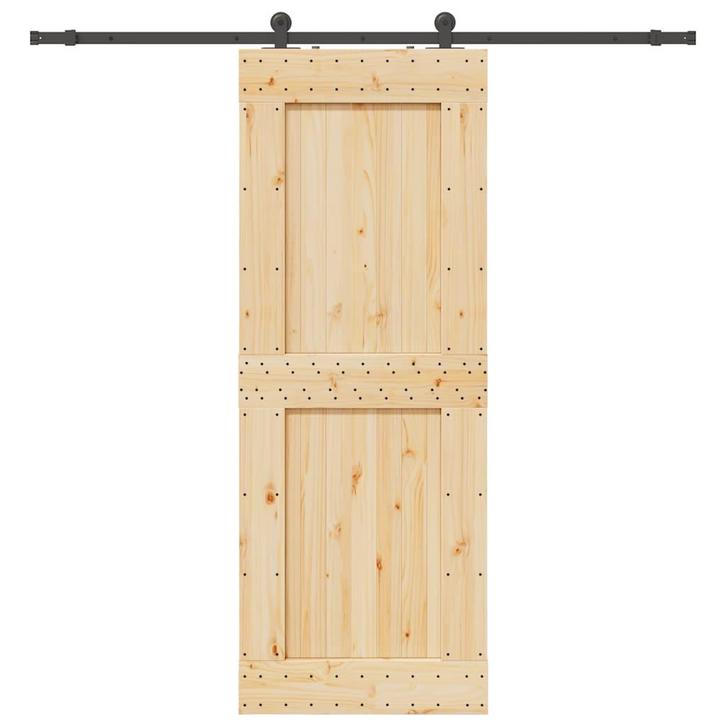 vidaXL Schuifdeur met beslag 85x210 cm massief grenenhout, Doe-het-zelf en Bouw, Deuren en Vliegenramen, Nieuw, Verzenden