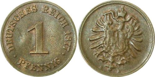 Kaiserreich 1 Pfennig 1877a ss onedel, Timbres & Monnaies, Monnaies | Europe | Monnaies non-euro, Envoi