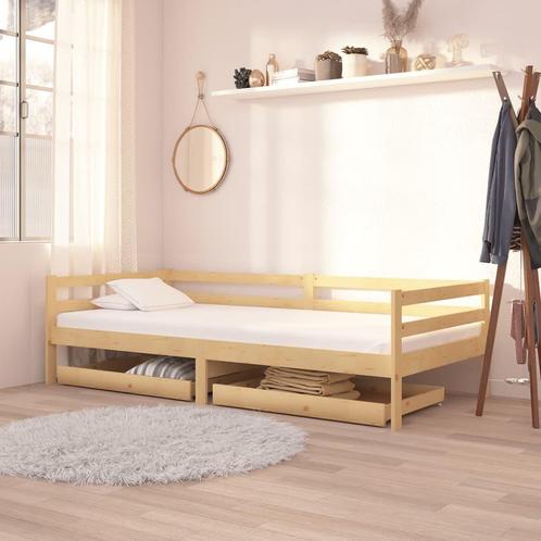 vidaXL Lit de repos avec tiroirs 90x200 cm Bois de pin, Maison & Meubles, Chambre à coucher | Lits, Neuf, Envoi