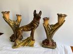 chien vintage et chandeliers (3) - Plâtre, Antiquités & Art, Antiquités | Verre & Cristal