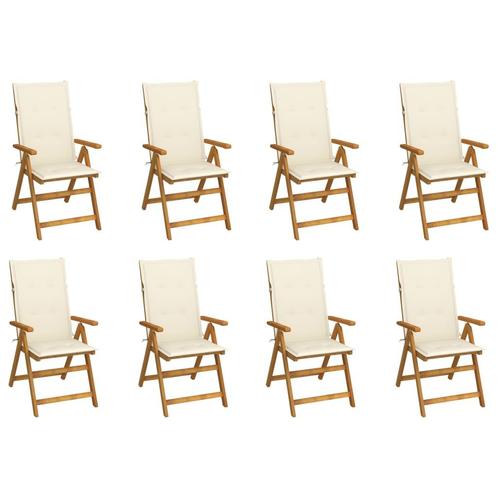 vidaXL Tuinstoelen 8 st inklapbaar met kussens massief, Tuin en Terras, Tuinstoelen, Nieuw, Verzenden
