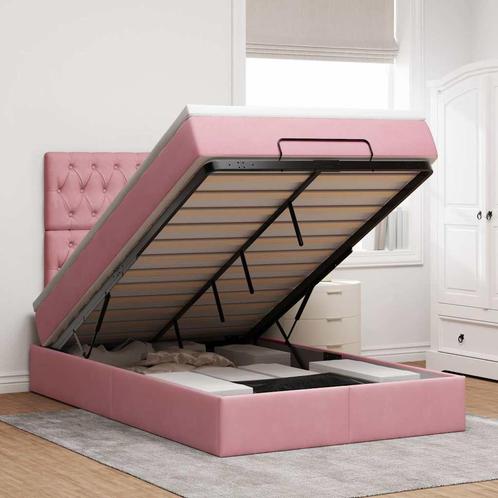 vidaXL Ottoman bed met matrassen 120x200cm fluweel roze, Huis en Inrichting, Slaapkamer | Bedden, Nieuw, Verzenden