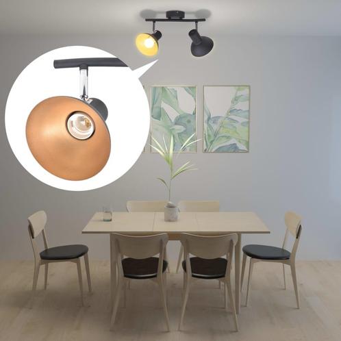 vidaXL Plafondlamp voor 2 peertjes E27 zwart en goudkleurig, Huis en Inrichting, Lampen | Plafondlampen, Nieuw, Verzenden