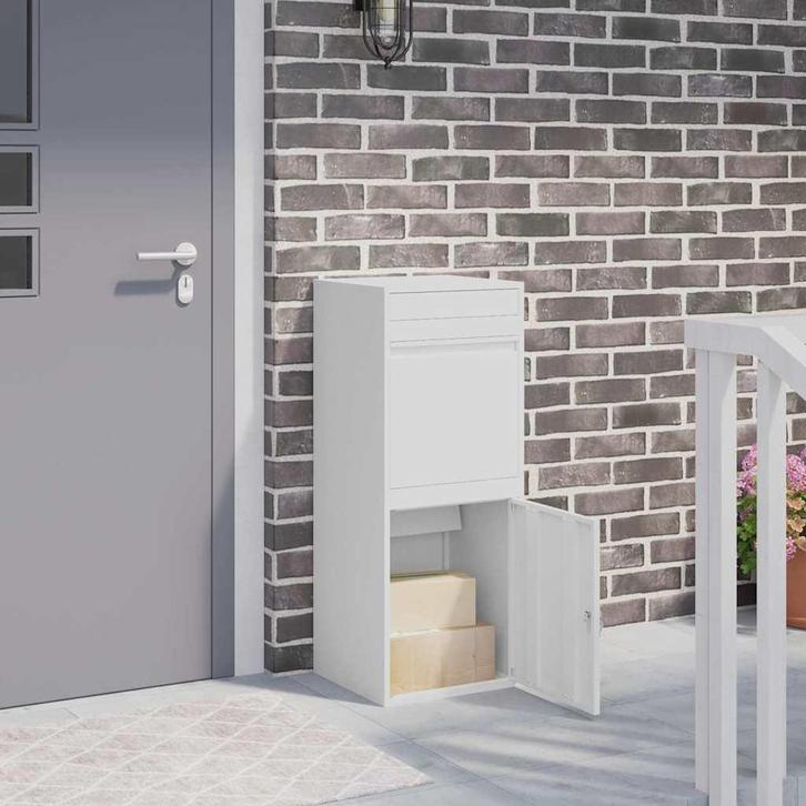vidaXL Pakket Inwerpkoker Wit 41 x 38 x 103 cm Staal, Tuin en Terras, Brievenbussen, Nieuw, Verzenden