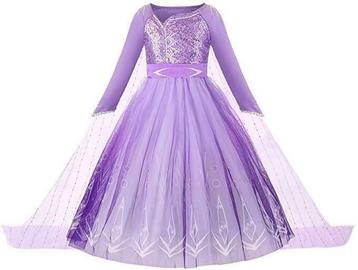 Prinsessenjurk - Paarse Elsa jurk - Lange mouw - Kleedje, Verzenden