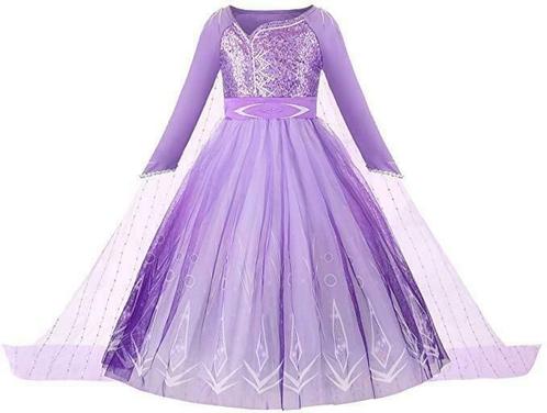 Prinsessenjurk - Paarse Elsa jurk - Lange mouw - Kleedje, Kinderen en Baby's, Carnavalskleding en Verkleedspullen, Verzenden