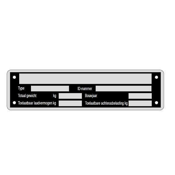 Typeplaat / typeplaatje neutraal 148 x 38 mm aluminium, Auto diversen, Aanhangwagen-onderdelen, Nieuw, Verzenden