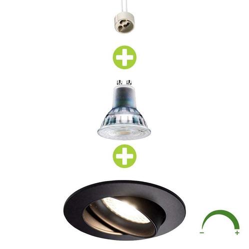 LED Inbouwspot Zwart 5,5W Rond 70 mm Dimbaar Netstroom, Maison & Meubles, Lampes | Spots, Envoi