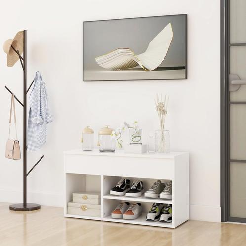 vidaXL Schoenenbank 80x30x45 cm bewerkt hout wit, Huis en Inrichting, Kasten | Schoenenkasten, Nieuw, Verzenden