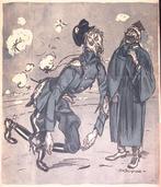 Duitse terugtrekken tijdens Eerste Wereldoorlog op spotprent, Antiek en Kunst, Kunst | Litho's en Zeefdrukken, Verzenden