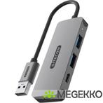 Sitecom USB-A to 2x USB-A + 2x USB-C Hub, Computers en Software, Verzenden, Nieuw