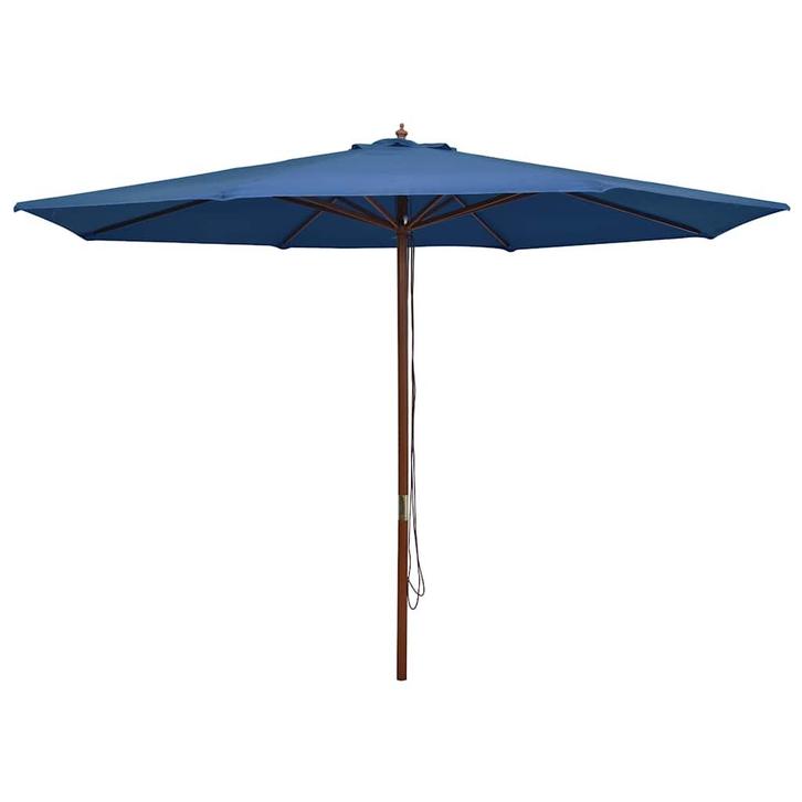 vidaXL Parasol met houten paal 350 cm blauw, Tuin en Terras, Parasols, Nieuw, Verzenden