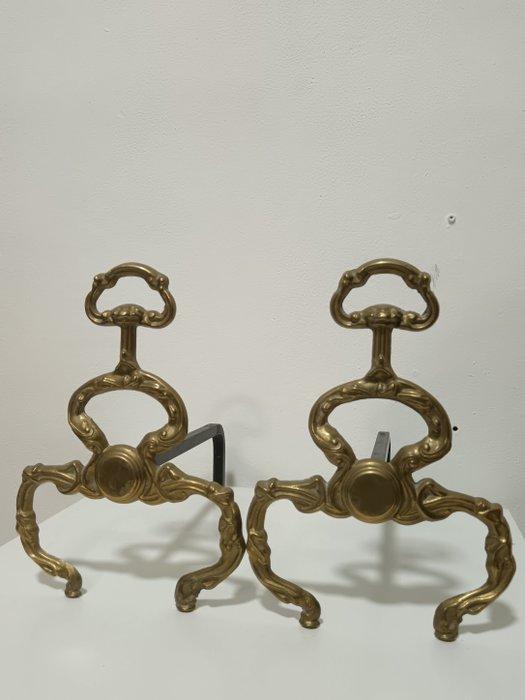 Vuurbok (2) - Messing, IJzer - paar morillos, Antiek en Kunst, Antiek | Overige Antiek