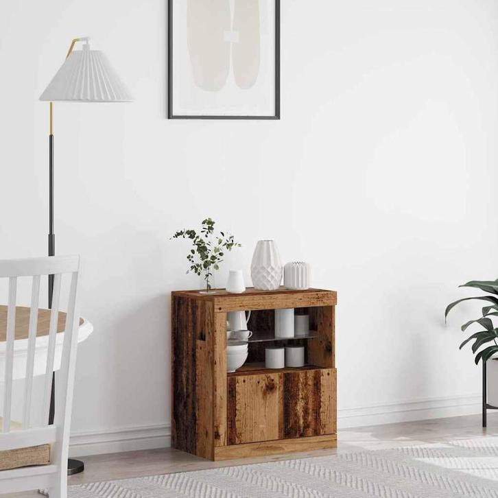 Bewerkt Hout Dressoir | Tweede Kansje | OP = OP, Huis en Inrichting, Kasten | Dressoirs, 50 tot 100 cm, 25 tot 50 cm, Nieuw, Overige houtsoorten