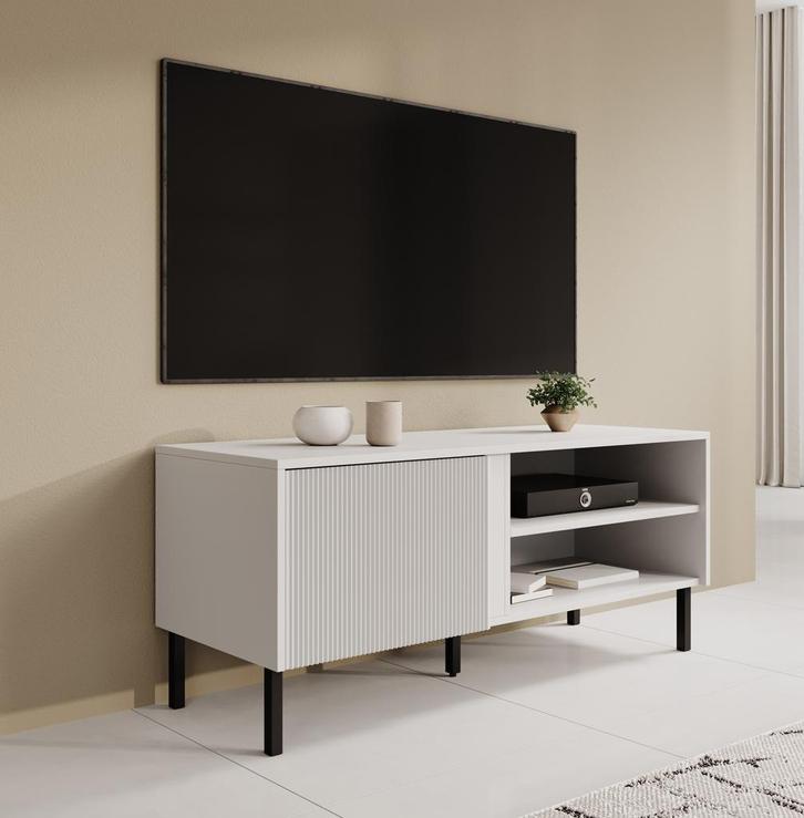 Meubella | TV-Meubel wit 120x41x50 cm | Met klep, Huis en Inrichting, Kasten |Televisiemeubels, 25 tot 50 cm, Nieuw, 100 tot 150 cm