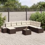 vidaXL Tuinbank Set met kussen 9 pcs Poly rattan, Tuin en Terras, Verzenden, Nieuw