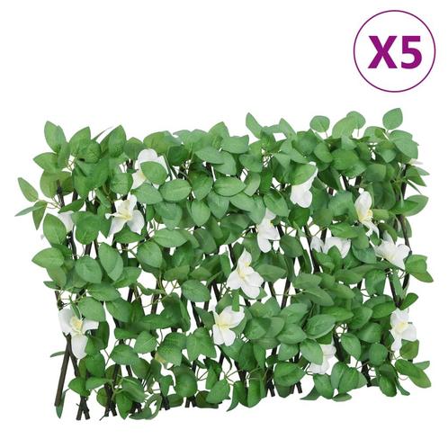 vidaXL Kunstplant klimop op latwerk 5 st uittrekbaar 180x30, Tuin en Terras, Tuinhekken en Hekwerk, Nieuw, Verzenden