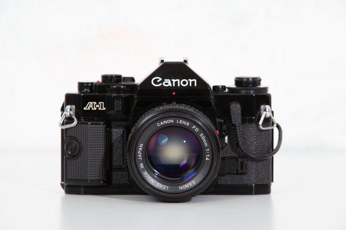 Canon A-1 schwarz + FD 1,5/50mm + Data Back A | Single lens, Audio, Tv en Foto, Fotocamera's Analoog