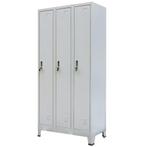 vidaXL Lockerkast met 3 vakken staal 90x45x180 cm grijs