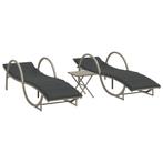Lichtgrijs Ligbed Set met Tafel | Retour Deal | Budgetvri..., Tuin en Terras, Ligbedden, Verzenden, Nieuw, Rotan, Verstelbaar