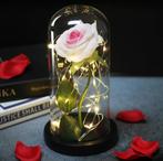 Kunst Roos in Glazen Stolp met Verlichting - Zijden Rozen, Huis en Inrichting, Woonaccessoires | Kunstplanten en Kunstbloemen