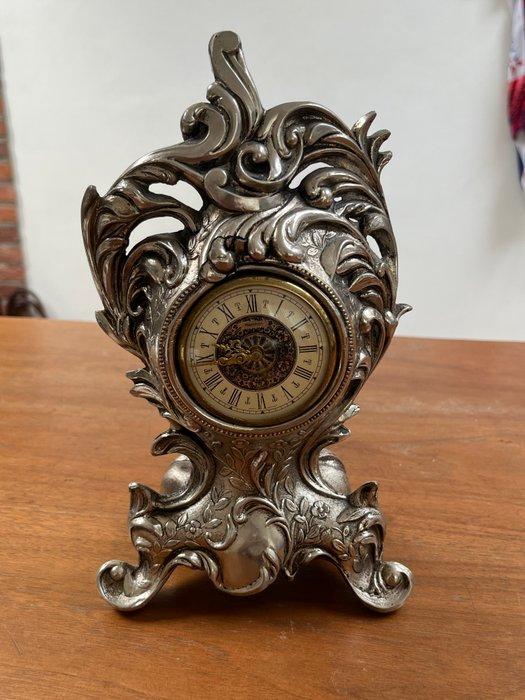 Klok - Verzilverd - 1950-1960 - Italiaans schouwklok, Antiek en Kunst, Curiosa en Brocante