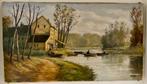 European school XXe - Paysage animé au bord de l’eau