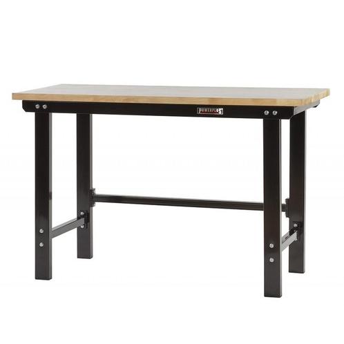 Werkbank zwart 150 cm met hardhouten blad - open model, Doe-het-zelf en Bouw, Werkbanken, Ophalen of Verzenden