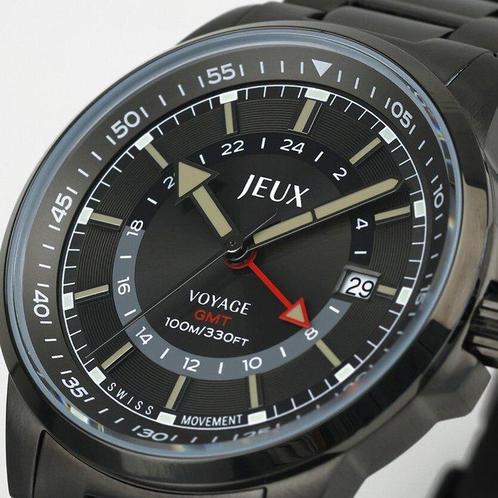 Jeux Horloge - JEUX VOYAGE GMT pvd Black Edition - Sans Prix, Handtassen en Accessoires, Horloges | Heren