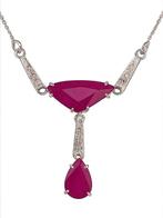 Collier - 18 carats Platine, Or blanc Rubis - Diamant, Nieuw