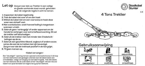 Handtakel Treklier Dubbele staalkabel 2 Ton, Tuin en Terras, Overige Tuin en Terras, Verzenden