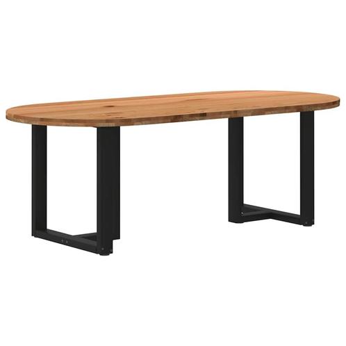 vidaXL Eettafel 220x100x74 cm ovaal massief eikenhout, Huis en Inrichting, Tafels | Eettafels, Nieuw, Verzenden