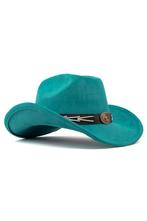 Cowboyhoed Turquoise Gevlochten Band Turquoise Cowboy Wester, Ophalen of Verzenden, Nieuw