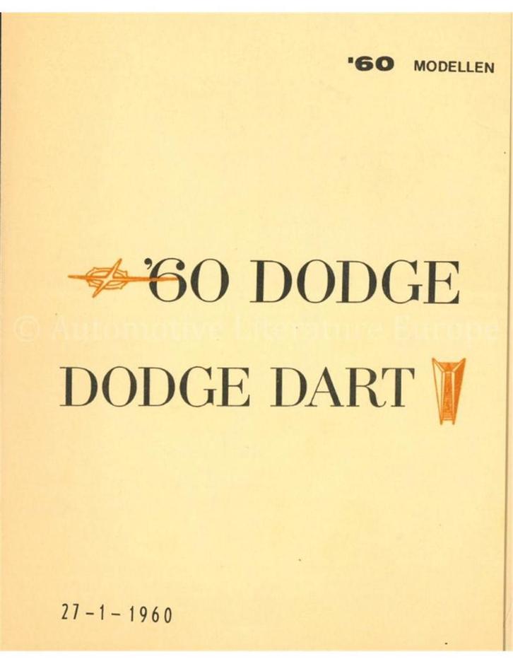 1960 DODGE DART BROCHURE NEDERLANDS, Livres, Autos | Brochures & Magazines