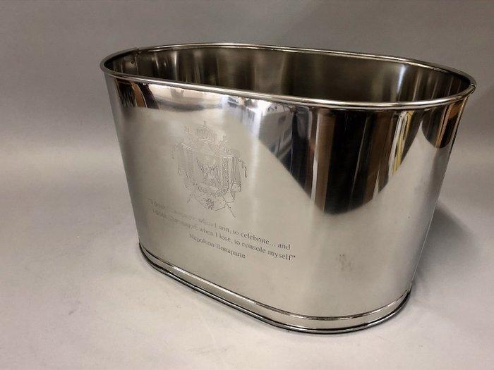 Wijnkoeler - Nickelgeplateerd - met gegraveerde tekst van, Antiquités & Art, Antiquités | Meubles | Tables