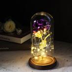 Kunst Roos in Glazen Stolp met Verlichting - Zijden Rozen, Huis en Inrichting, Verzenden, Nieuw