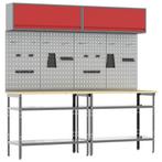 vidaXL Werkbankset met plank 8 pcs Rood en Grijs, Doe-het-zelf en Bouw, Verzenden, Nieuw