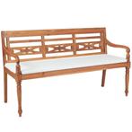 vidaXL Bank Batavia met kussens 150 cm teakhout, Tuin en Terras, Verzenden, Nieuw