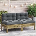 vidaXL Tuinbanken 2 st zonder armleuningen met kussens hout, Tuin en Terras, Verzenden, Nieuw
