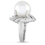 Ring Platina, Platina 1,12ct Diamanten en Parel Ring -, Nieuw