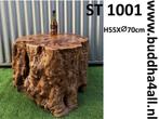 Boomstronk salontafel en bijzettafel van teak en rosewood